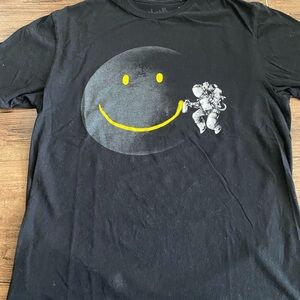 Black T-Shirt with Smiley Face and Astronaut M